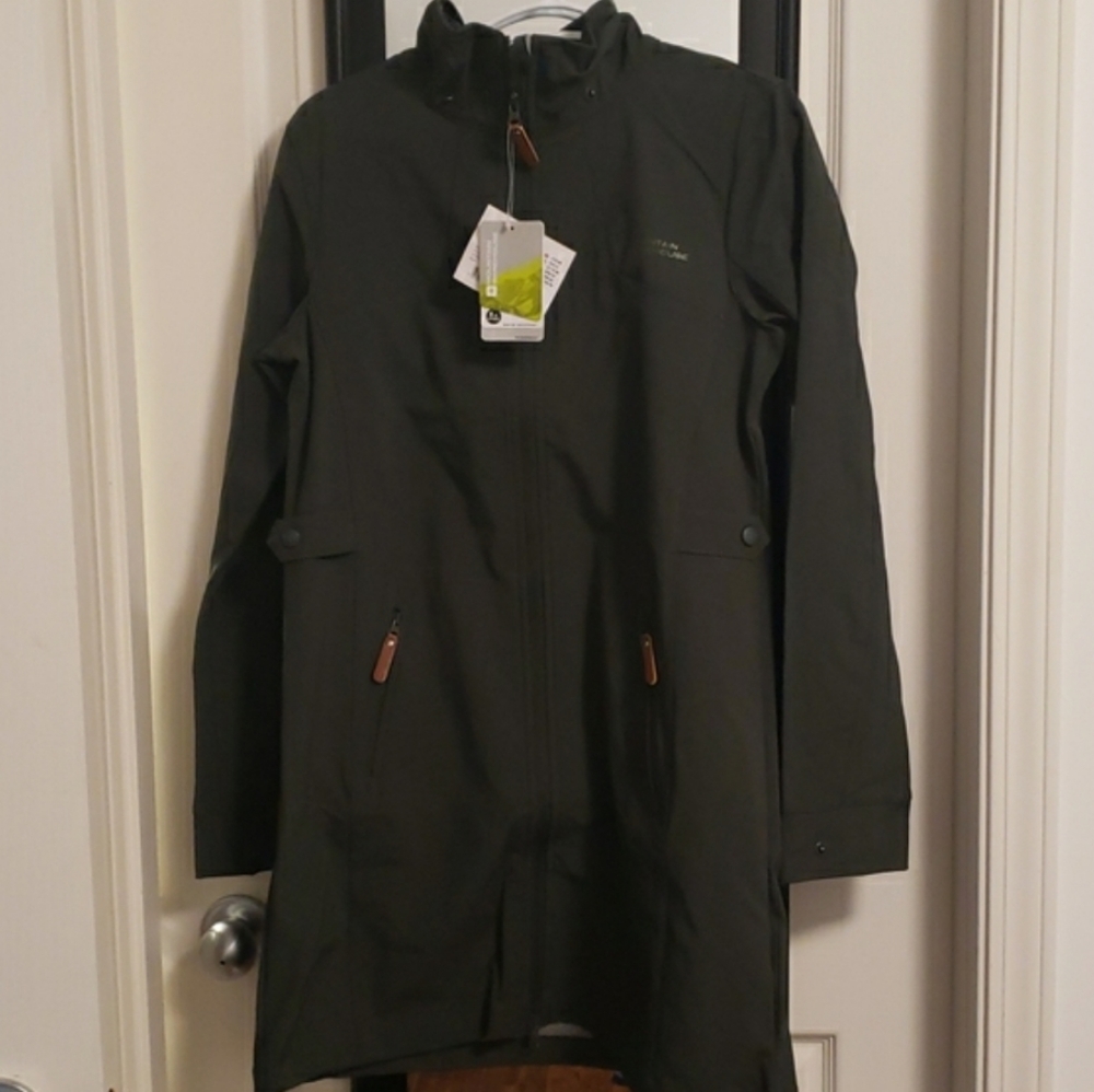 Mountain Warehouse women's khaki longline commuter rain jacket size small